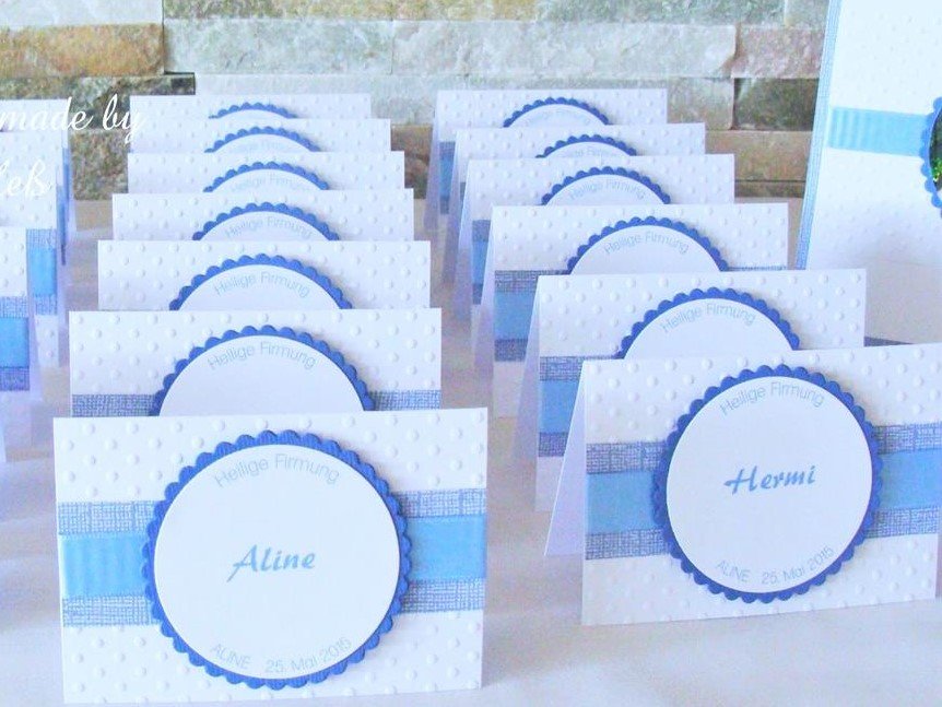 Konfirmationskarten, Einladungen, Tischkarten, Gastgeschenke und Papeterie zur Konfirmation sowie heiligen Firmung individuell nach Wunsch handgefertigt in Salzburg. © KARTEN-DESIGN.at