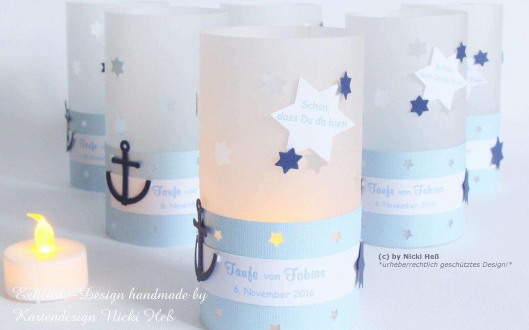 Windlicht-Hülle Taufe ~ MARITIM mit Anker