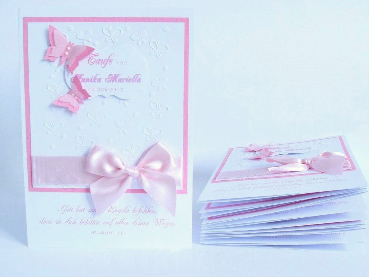 Personalisierte Kirchenhefte die den Stil der Taufe widerspiegeln. Individuell handgefertigte einzigartige Kirchenprogrammhefte © KARTEN-DESIGN.at